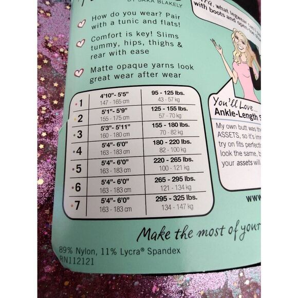 ASSETS BY SARA BLAKELY SPANX BLACK ANKLE LENGTH SHAPING TIGHTS SIZE 4 - Picture 5 of 8